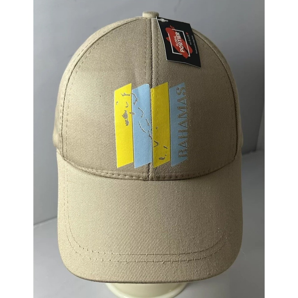 Bahamas Hat Flag Art Map Hook & Loop Adjustable Island Vacay Graphic Cruise Isle